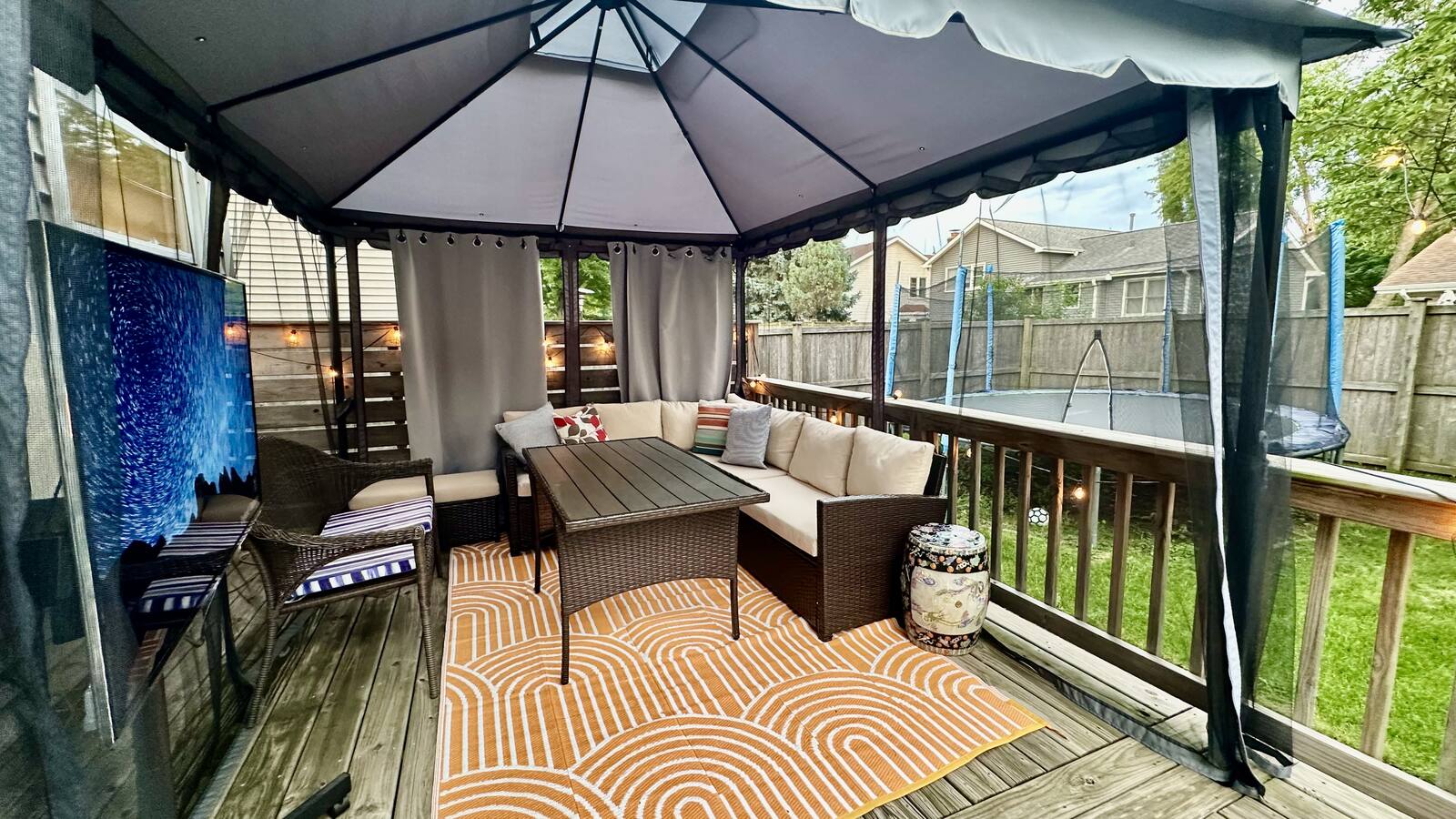 Covered gazebo on the deck